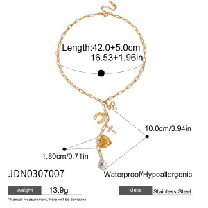 Magnifique Collier Pendentif En Acier Inoxydable Doré Avec Pompon En Forme De Cœur Pour Femme h5 Image2