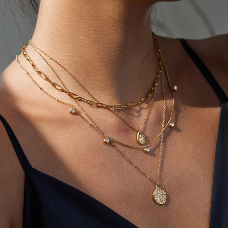 Collier pendentif femme étanche en acier inoxydable, motif goutte rétro (1 pièce) 2