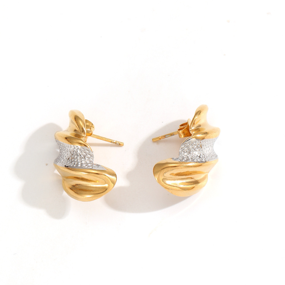 1 Paire De Boucles D'Oreilles À Clous En Acier Inoxydable De Forme Irrégulière, Étanches, Couleur Or Image4