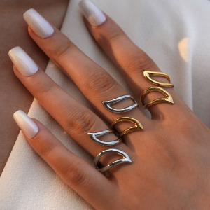 Bague Femme Simple, Forme Irrégulière, En Acier Inoxydable Étanche h5 Image6