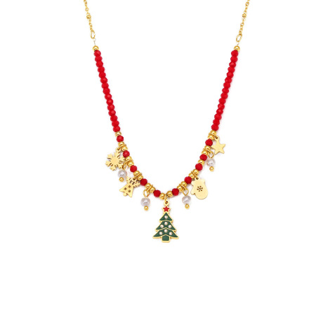 Colliers pendentifs pour femmes en acier inoxydable doré, ornés d'un zircon et représentant un sapin de Noël classique 2