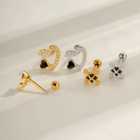 Boucle d'oreille piercing serpent papillon cuivre or zircon 1 pièce 2