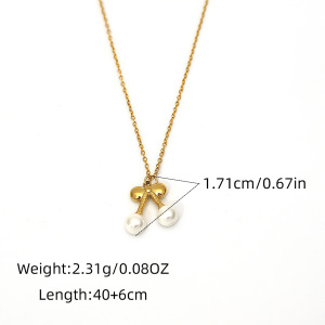 Collier Pendentif Femme En Acier Inoxydable Doré, Étanche, Motif Nourriture Décontractée (1 Pièce) h5 Image2