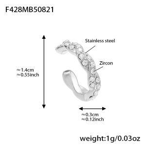 1 Paire De Boucles D'Oreilles Manchette D'Oreille Femme En Acier Inoxydable Doré, Étanches, Serties De Zircon, Motif Torsadé. h5