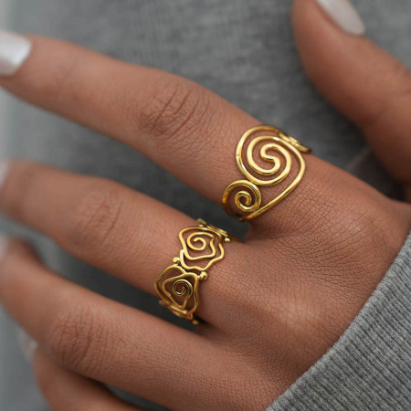 Bague femme simple, forme irrégulière, acier inoxydable, couleur or, étanche 2
