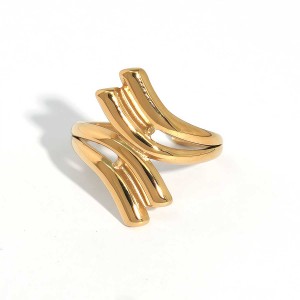 Bague Décontractée En Acier Inoxydable De Forme Irrégulière, Couleur Or, 1 Pièce h5