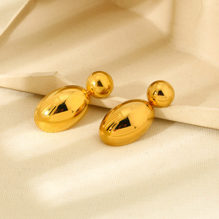 Boucles d'oreilles puces en acier inoxydable doré, étanches, en forme de goutte (1 paire) 2