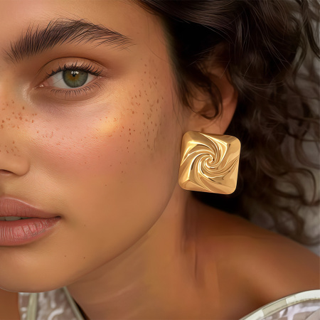 Boucles d'oreilles puces pour femme, en acier inoxydable doré, imperméables, avec filetage simple (1 paire).