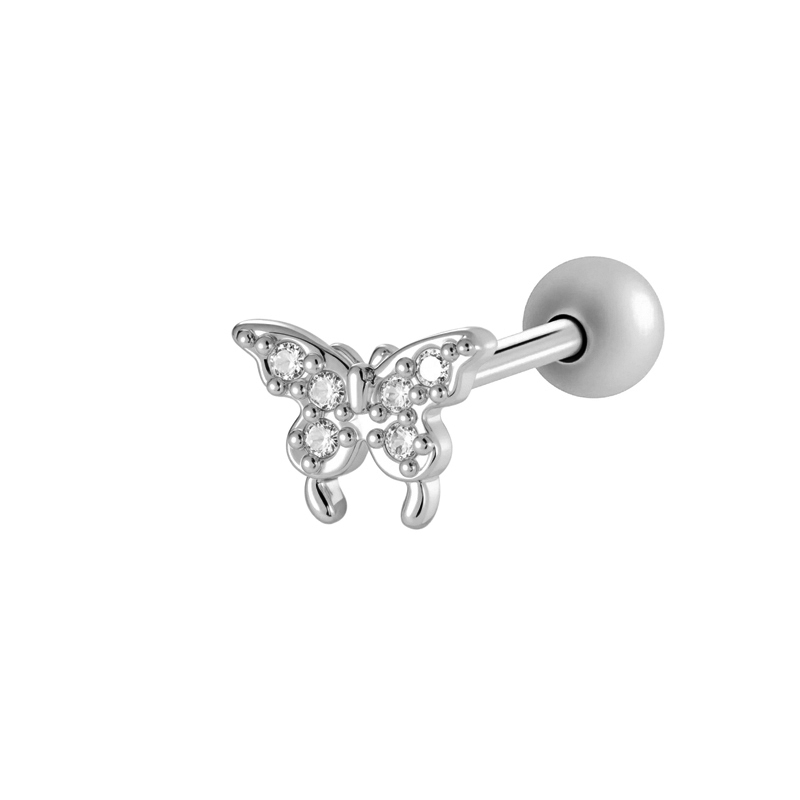Boucle D'Oreille Piercing Papillon En Cuivre Doré Et Zircon 
