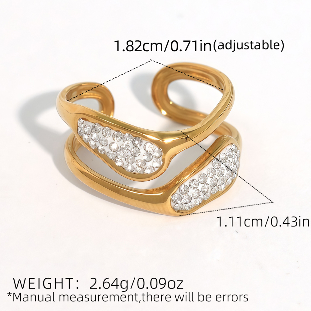 Bague Tendance En Acier Inoxydable Doré, Forme Simple Et Irrégulière (1 Pièce), Étanche. h5Image2