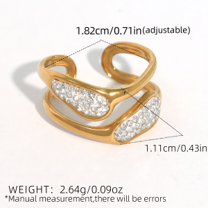 Bague Tendance En Acier Inoxydable Doré, Forme Simple Et Irrégulière (1 Pièce), Étanche. h5 Image2
