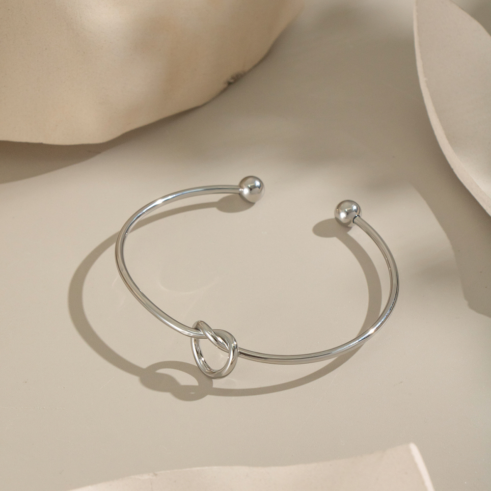 Bracelet Manchette Simple Torsadé En Acier Inoxydable Étanche Couleur Or (1 Pièce) Image4