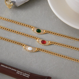 Collier Pendentif Vintage Rond En Acier Inoxydable Étanche Couleur Or Pour Femme (1 Pièce) h5 Image8