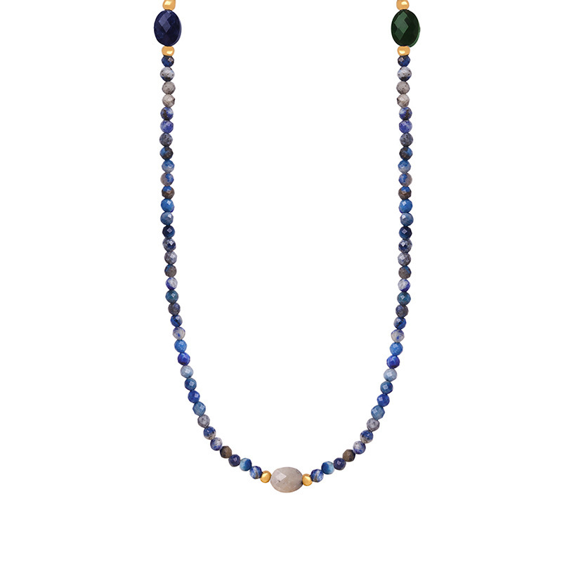 Collier De Perles Élégant Pour Femme, En Acier Inoxydable Imperméable, Couleur Or, Avec Pierres Naturelles (1 Pièce)