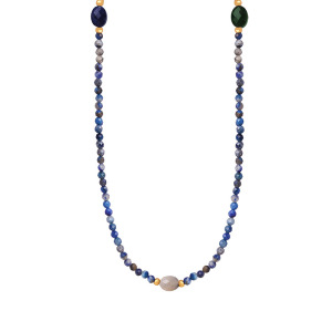 Collier De Perles Élégant Pour Femme, En Acier Inoxydable Imperméable, Couleur Or, Avec Pierres Naturelles (1 Pièce) h5