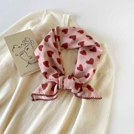 Bandana en coton pour femme avec cœur romantique, 1 pièce