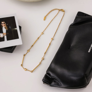Collier Chaîne Minimaliste Patchwork En Acier Inoxydable Imperméable Couleur Or Pour Femme (1 Pièce) h5 Image6