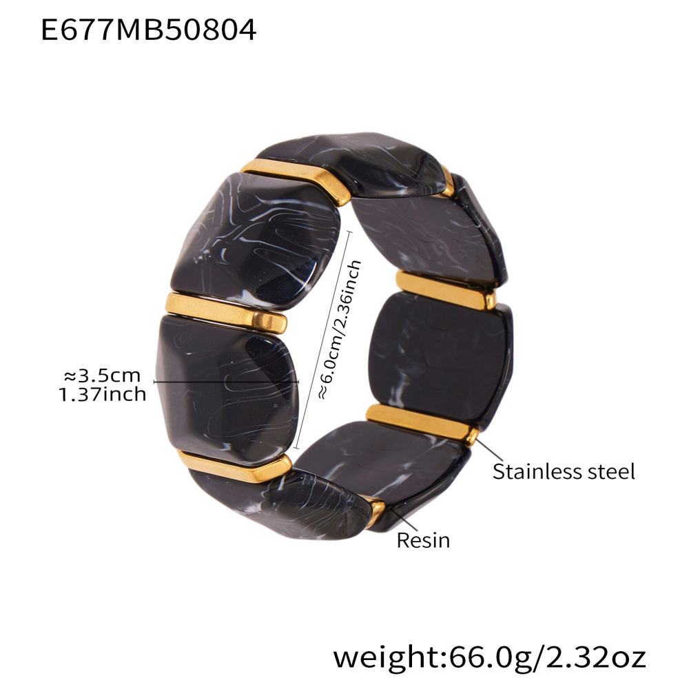 1 Bracelet Pour Femme En Résine De Forme Irrégulière, Couleur Or, Série Colorée