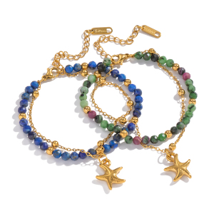 Bracelet En Acier Inoxydable Étanche Avec Perles De Pierre Naturelle (1 Pièce) h5 Image6