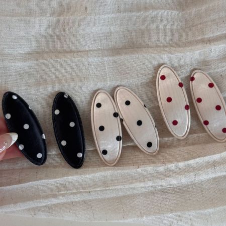 1 pince à cheveux en tissu à pois pour femme, série romantique 2