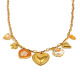 Collier avec pendentif en forme de cœur et fleur d'oranger en corde de coton et trombone - Doré Image4
