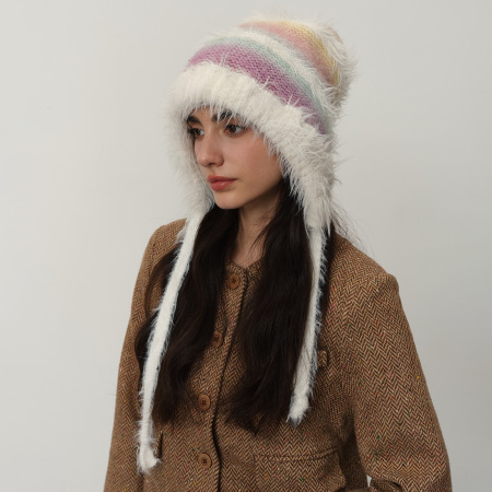 1 chapeau classique en polyester à rayures dégradées pour femme