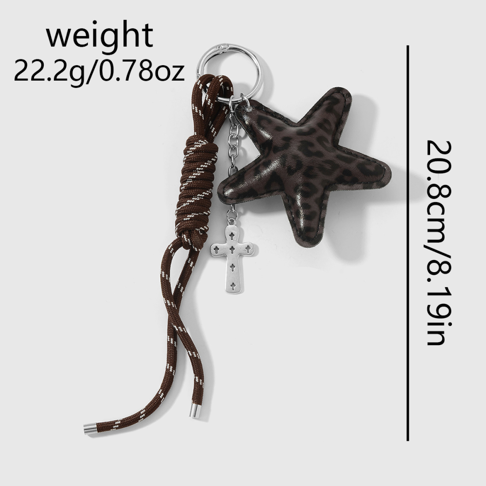 1 Pièce De Breloque De Sac Rétro En Cuir Imprimé Léopard Avec Étoile h5Image7