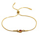 Bracelet fin à chaîne serpent et zircons ronds - Or - Rouge grenade 