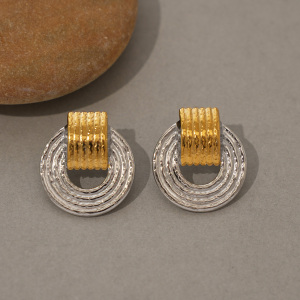 1 Paire De Boucles D'Oreilles Puces Élégantes, Rondes, Multicolores, En Acier Inoxydable Étanche Pour Femme h5 Image3