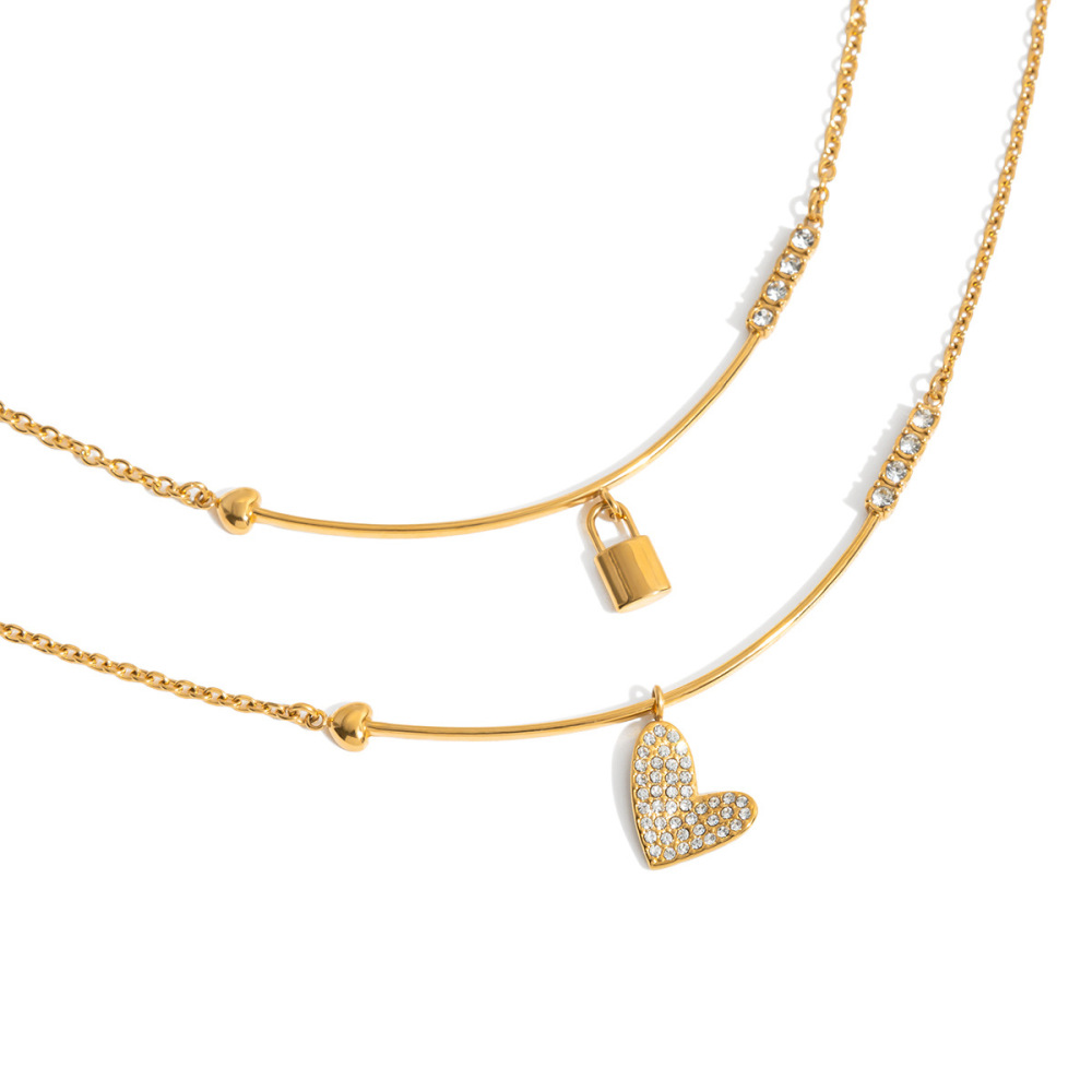 Collier Pendentif Femme Classique En Acier Inoxydable Étanche Couleur Or (1 Pièce) Image8