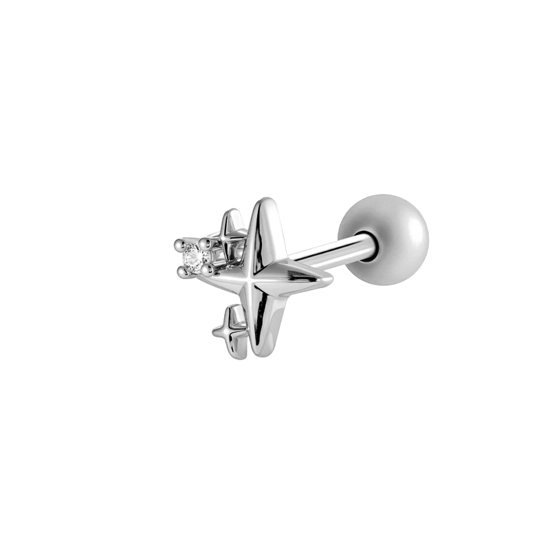 Boucle D'Oreille Piercing En Forme De Cœur Et De Papillon En Cuivre Et Zircon Couleur Or