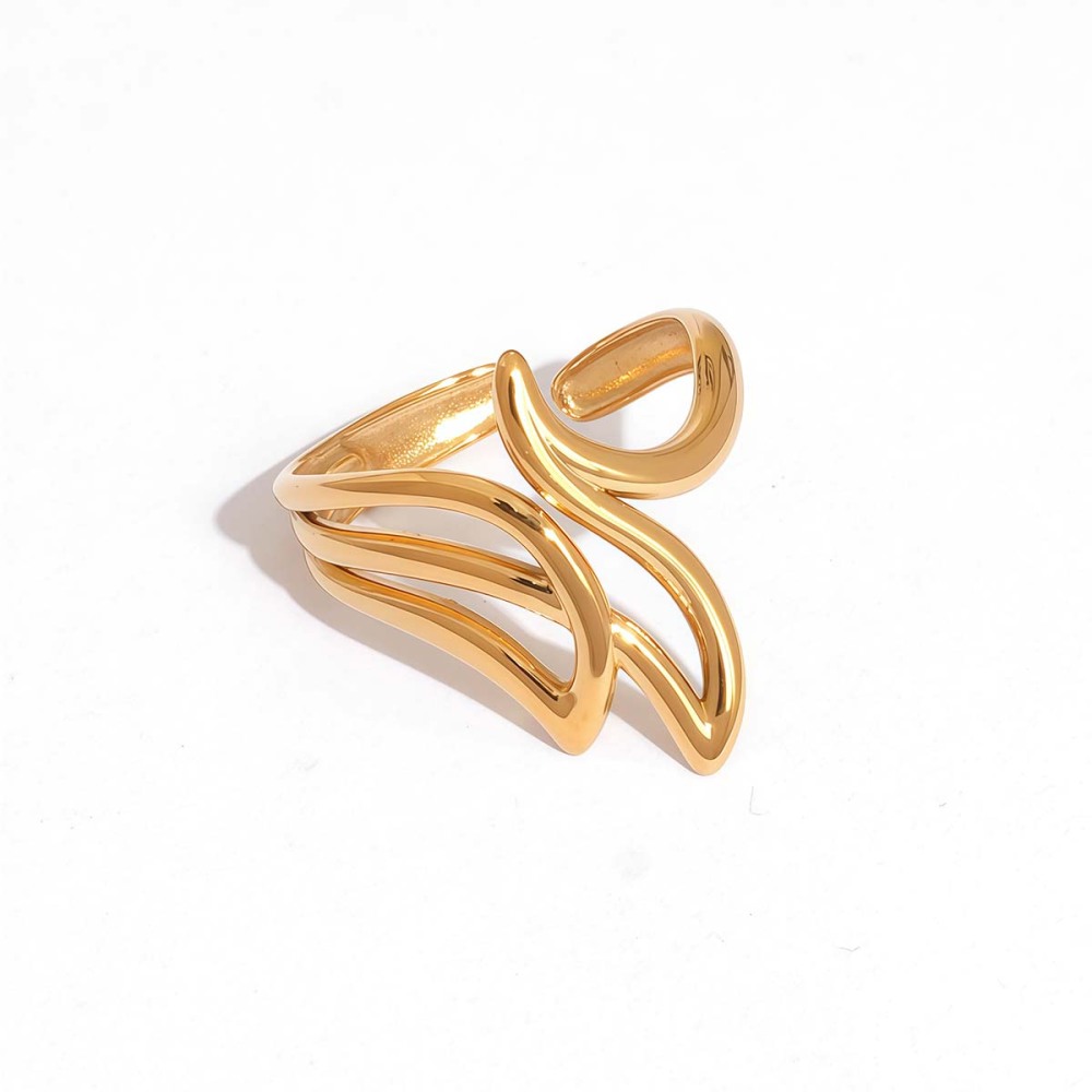 Bague Femme Tendance, En Acier Inoxydable Doré, Forme Irrégulière, Étanche, À Porter Au Quotidien.