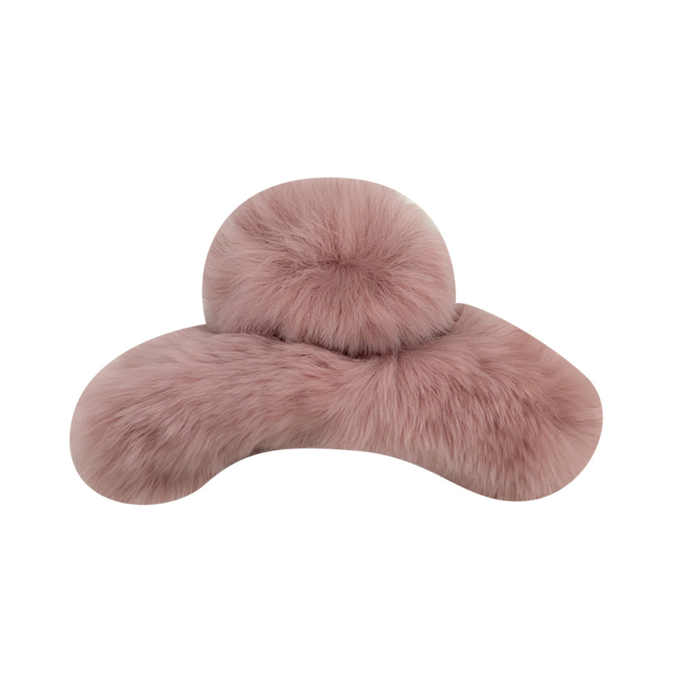 1 Pince À Cheveux Simple Et Mignonne En Peluche Super Douce De Couleur Unie Pour Femme Image3