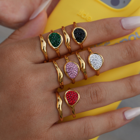 Bague tendance décontractée en acier inoxydable ajouré, étanche, couleur or (1 pièce) 2