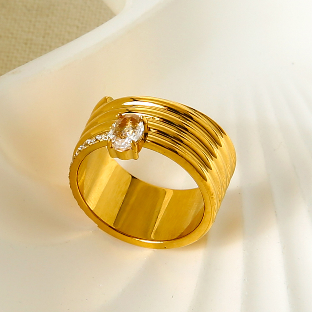 Bague De Luxe Multicouche Empilable En Acier Inoxydable Imperméable Avec Zircon, Ornée D'Un Serpent (1 Pièce). h5Image4