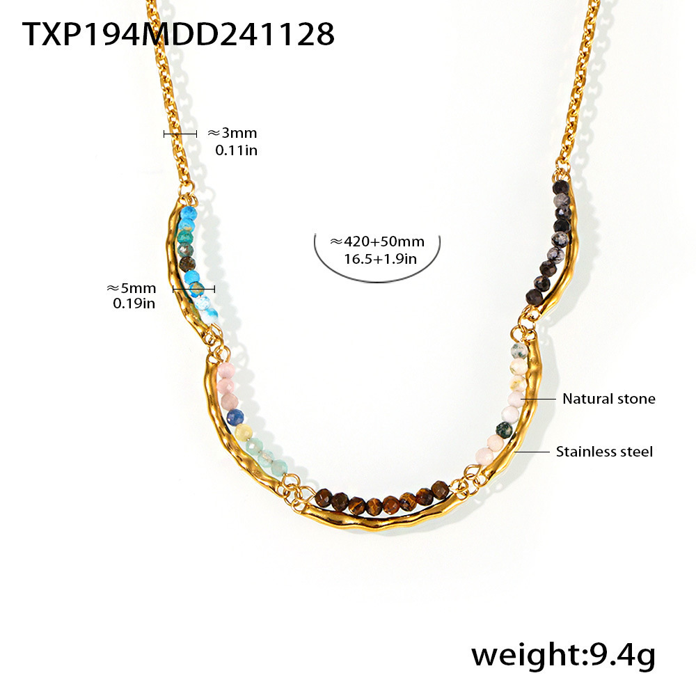 Ensembles De Bijoux Pour Femmes En Acier Inoxydable De Forme Irrégulière, Étanches, Couleur Or Et Pierres Naturelles