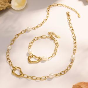 Ensembles De Bijoux Pour Femmes En Acier Inoxydable De Forme Classique Irrégulière, Étanches Et De Couleur Dorée h5 Image6