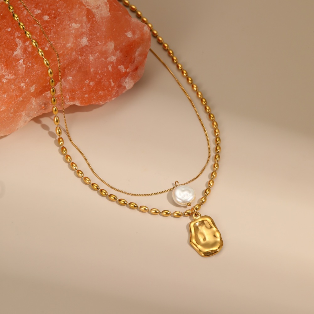 Collier À Plusieurs Rangs Pour Femme, Simple, Élégant Et De Forme Irrégulière, En Acier Inoxydable Étanche (1 Pièce) h5Image4