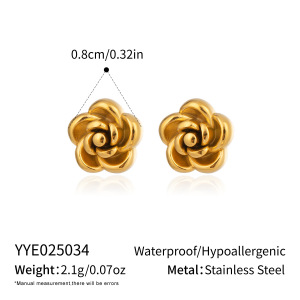 1 Paire De Boucles D'Oreilles Puces Pour Femme, En Acier Inoxydable, Couleur Or, Motif Floral, Série Simple h5 