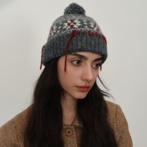 Chapeau Ethnique En Polyester Pour Femme, Motif Flocon De Neige, 1 Pièce h5 Image2