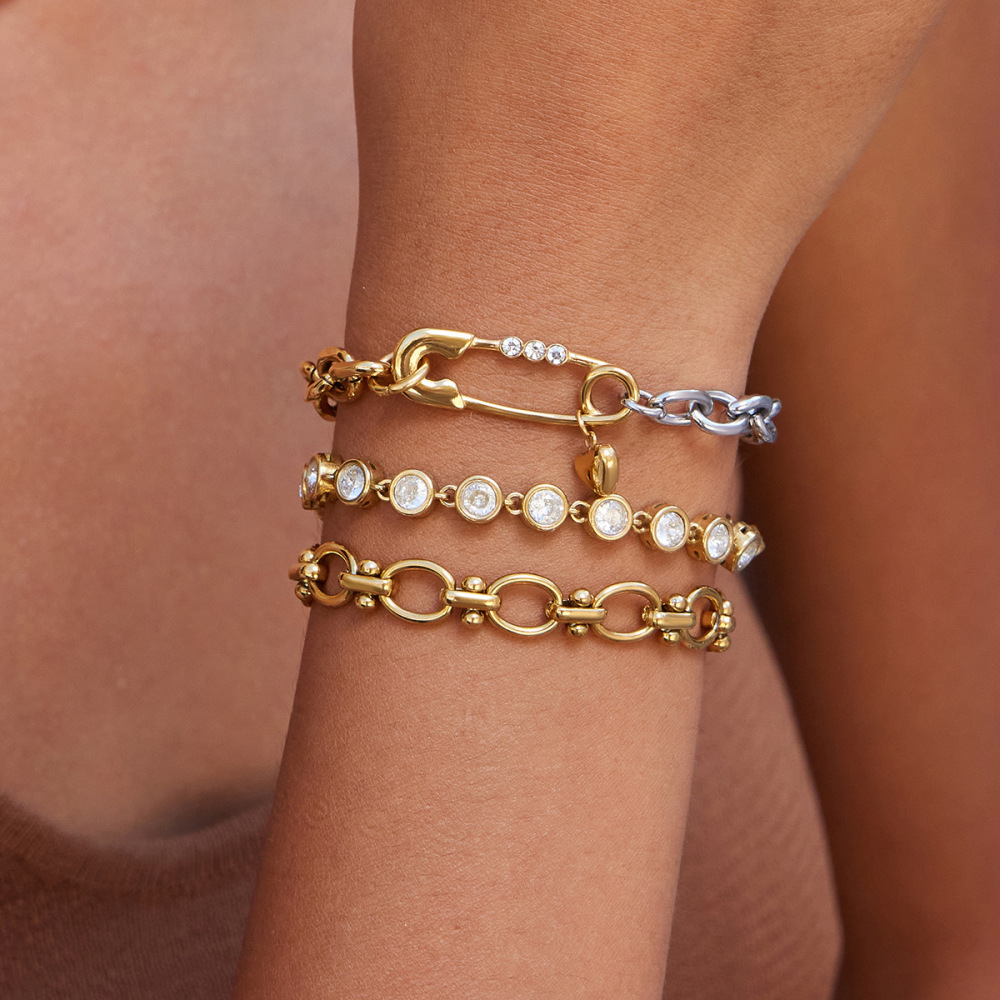Ensembles De Bijoux Pour Femmes Avec Trombone Romantique En Acier Inoxydable, Étanches Et De Couleur Dorée h5Image3