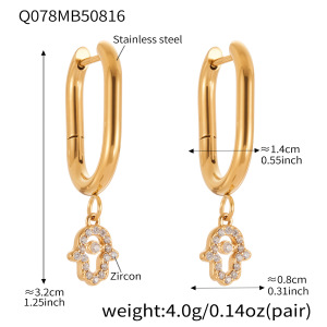 1 Paire De Boucles D'Oreilles Pendantes Délicates Œil De Diable En Acier Inoxydable Étanche Couleur Or Avec Zircon Pour Femme h5