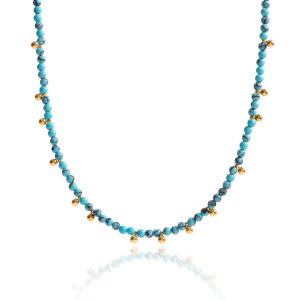 Collier De Perles Pour Femme, 1 Pièce, Perles De Calaïte, Pierres Naturelles, Couleur Or h5