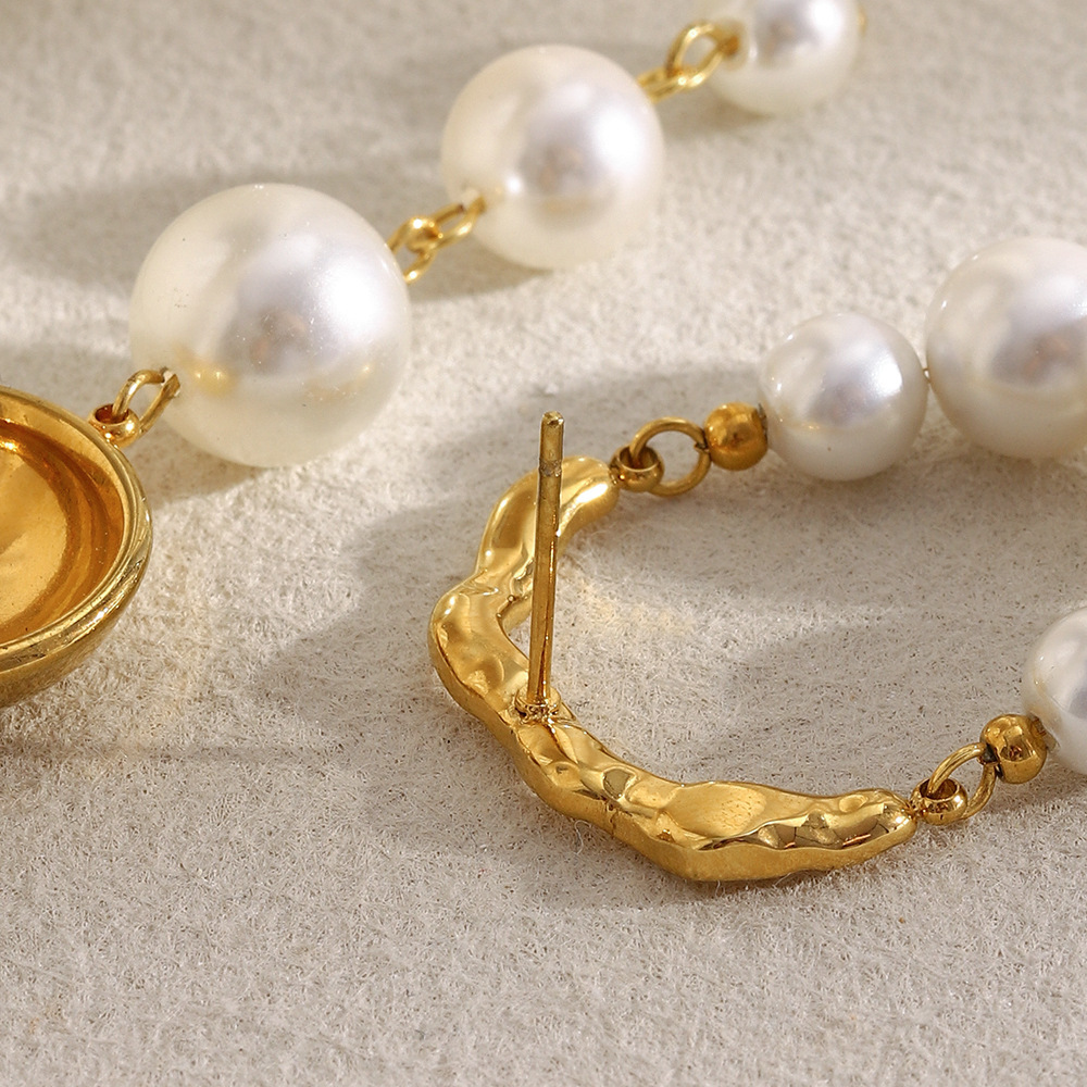 Boucles D'Oreilles Classiques Annulaires En Acier Inoxydable, Couleur Or, Pour Femme (1 Paire). h5Image3