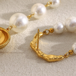 Boucles D'Oreilles Classiques Annulaires En Acier Inoxydable, Couleur Or, Pour Femme (1 Paire). h5 Image3