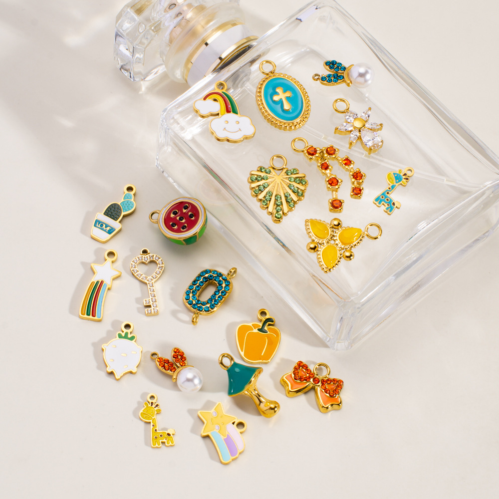 Pendentif Romantique À Faire Soi-Même En Forme De Cœur, D'Animal Ou De Fruit, En Acier Inoxydable Étanche, Couleur Or, Pour Femme (1 Pièce) Image4