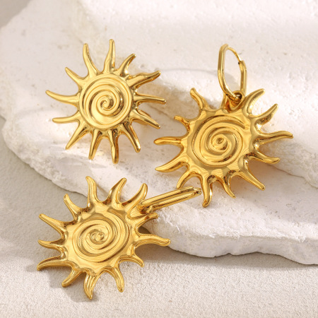 Ensembles de bijoux pour femmes Classic Sun en acier inoxydable étanche couleur or 2