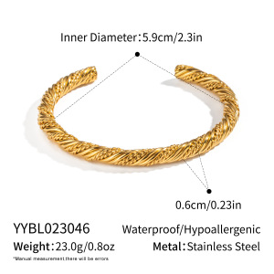 Bracelet Manchette Étanche En Acier Inoxydable Couleur Or (1 Pièce) h5 