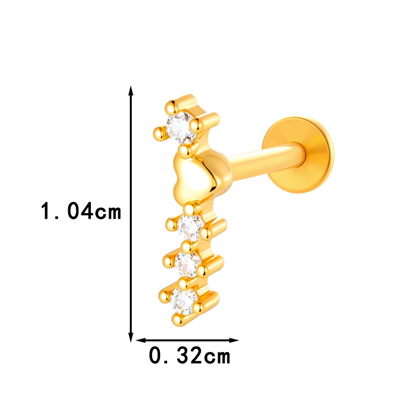 Boucle D'Oreille Piercing En Forme De Nœud Papillon En Cuivre Doré Et Zircon h5Image2