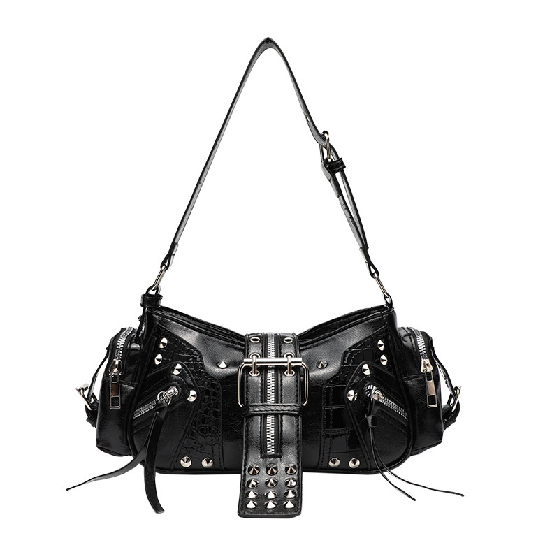Sac À Bandoulière En Pu Pour Femme, Série Luxueuse, Rivets Punk, 1 Pièce Image5